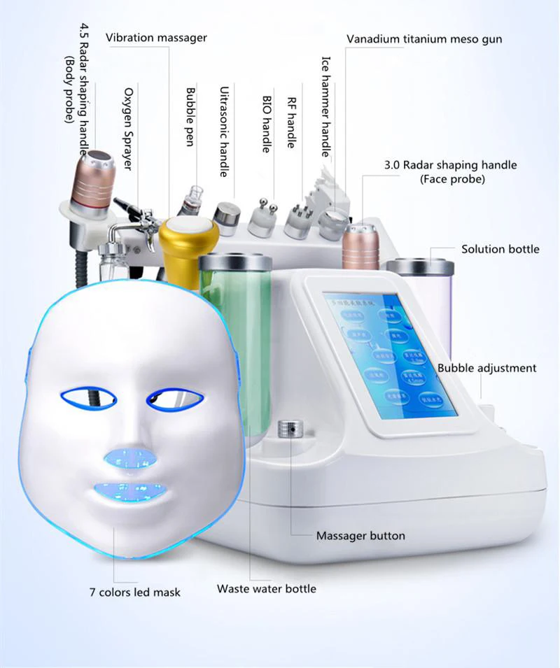  2019 new 11 In 1 Vacuum Face Pore Cleanser Massage Peeling Water Oxygen Jet Skin Lifting Facial Bea