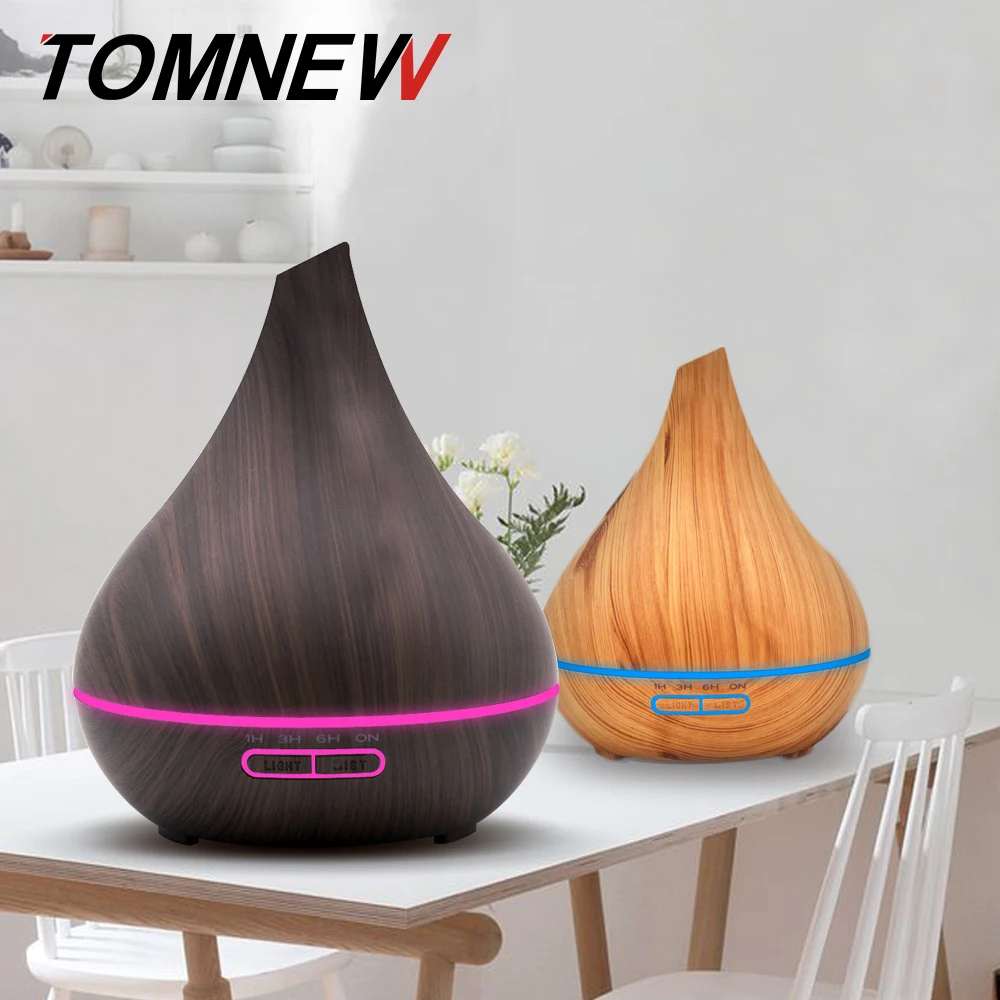 

TOMNEW 400ML Aircare Humidifiers Ultrasonic Timing Aroma Diffuser Aromatherapy Essential Oil Diffuser Wood Grain for Home Yoga