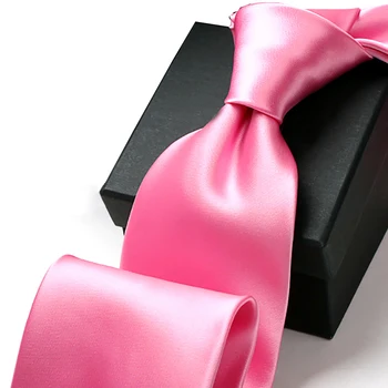 

New Design Brand 2019 Fashion Men Ties for Wedding Groom Party Business Neckties Solid Color Tie for Men Pink Luxury Gift Box
