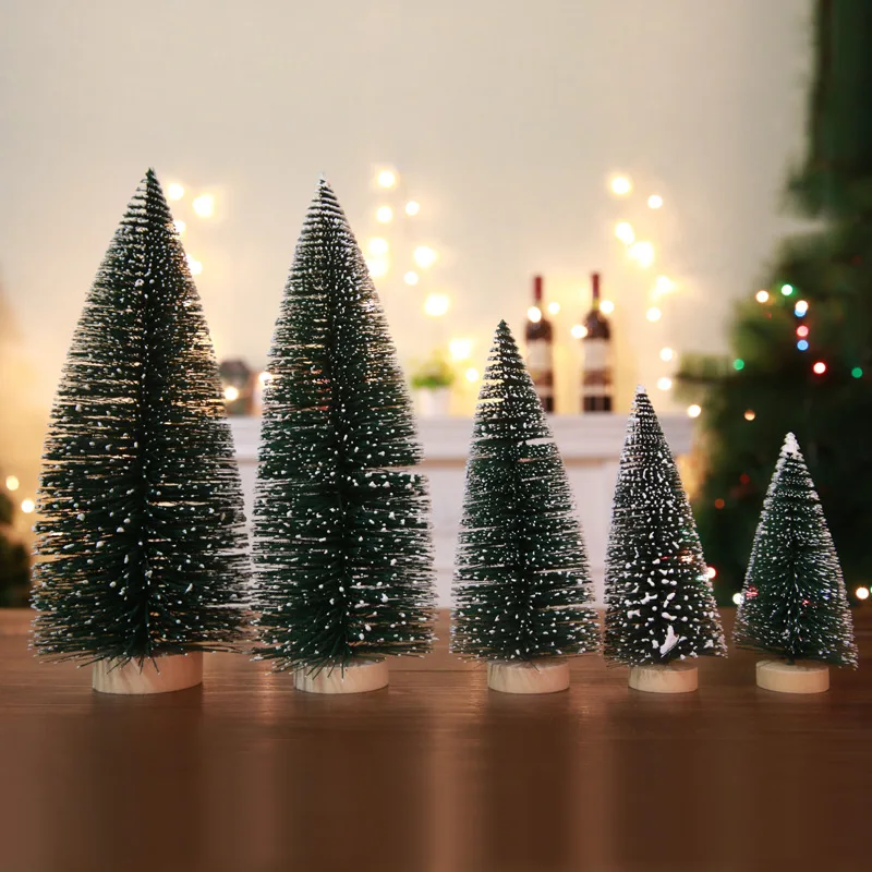 1PCS DIY 15 18 22 29 32CM Christmas Tree Fake Pine Mini Sisal Bottle Brush Santa Snow Frost Village House | Дом и сад