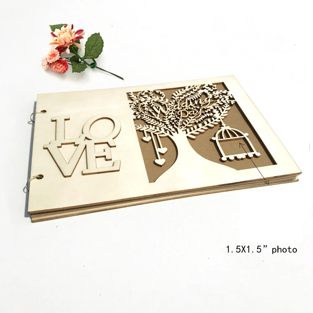 Новые DIY деревянные Свадебные принадлежности ручной работы Mr& Mrs Love Свадебная книга для гостей деревянная Sign-in Book P1Q5
