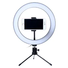 사진 led selfie 링 라이트 26 cm 디 밍이 가능한 카메라 전화 링 램프 10 인치 테이블 삼각대 메이크업 비디오 라이브 스튜디오(China)