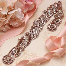 MissRDress розовое золото Кристалл Свадебный Пояс ручная вышивка стразами пояс невесты со стразами пояс для невесты и подружки невесты платья JK802