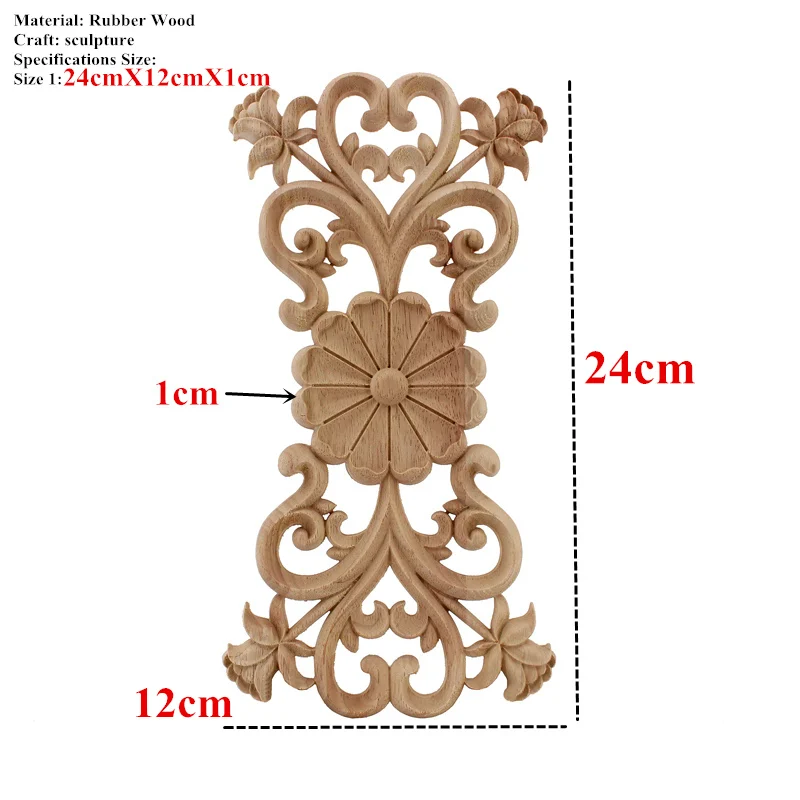 VZLX Неокрашенная древесина дубовая волна цветок Onlay наклейка угловая аппликация для домашнего декора мебели декоративная деревянная резная длинная аппликация - Цвет: 24cmX12cm