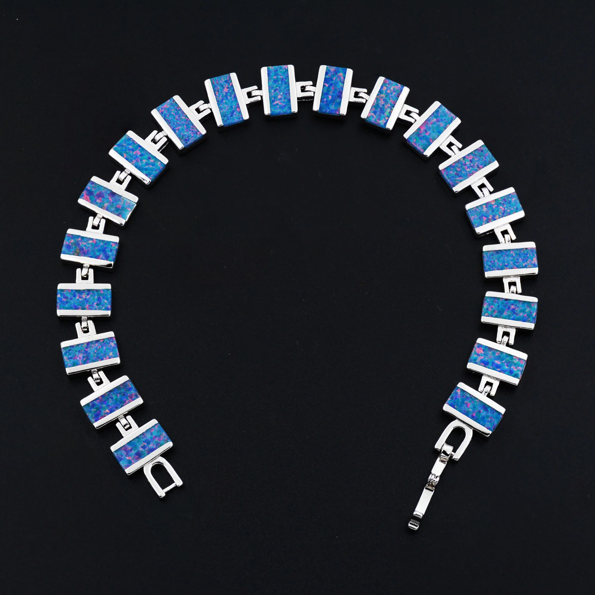 Синий океан квадратной формы огненный опал очарование Браслеты