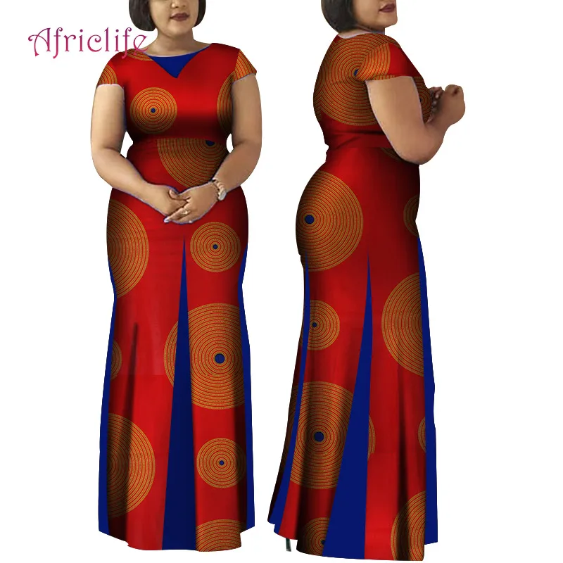 

Women African Clothing Bazin Riche Robe Africaine Dress New Arrival 2019 Women Plus Size Pure Cotton Long Mermaid Dress WY4148