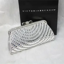 Новое прибытие Лук Серебряный горный хрусталь Повседневный клатч вечерние сумки девушка день партии Свадебный клатч вечерняя сумка женский кошелек