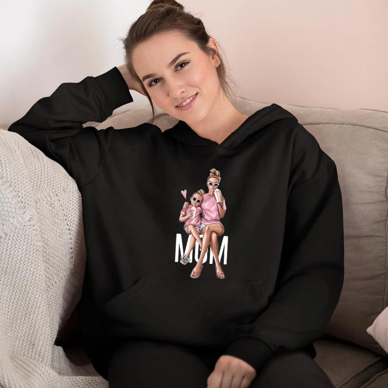 

ZSIIBO Fashion Girls Costume Women Hoodies Winter Warm Soft Ladies Sweatshirt Hip Hop Clothing Family Matching Clothes CX6WY01