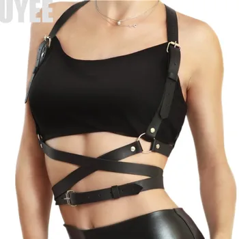 

UYEE Popular Stud Punk Goth Leather Harness Body Bondage Belt Cage Sculpting Leather Waist Belt Chest Belts Slim Body LB-007