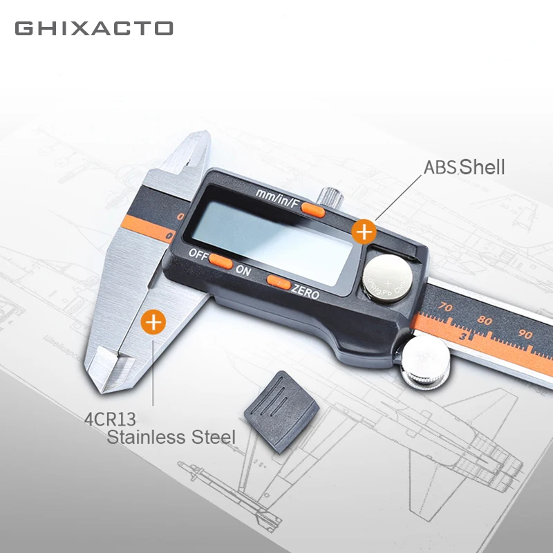 

GHIXACTO Stainless Steel Digital Vernier Caliper 6 Inch 150mm Electronic Caliper 3 Mode LCD Micrometer Depth Measuring Tools