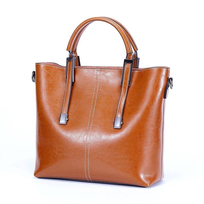 

Solid Color Retro Large Capacity Elegant Women's Split Leather Handbag Simple Wild Multi-Function Sweet Simple Handbag
