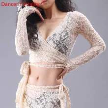 Танец живота Одежда Сексуальный топ с V-образным вырезом для женщин Латинский танец с длинными рукавами Топы S, M, L