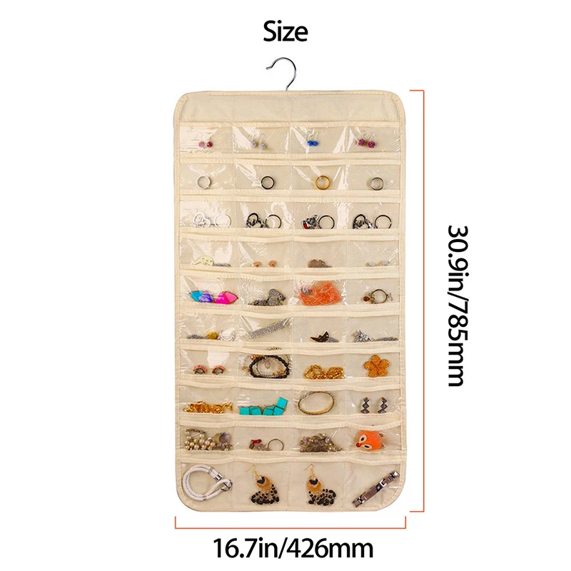 Real Organizadores 80 Pockets Organizador Hanging Jewelry Organizer Display Earring Rings Bracelets Storage Bags Hanger Real Organizadores 80 Pockets Organizador Hanging Jewelry Organizer Display Earring Rings Bracelets Storage Bags Hanger