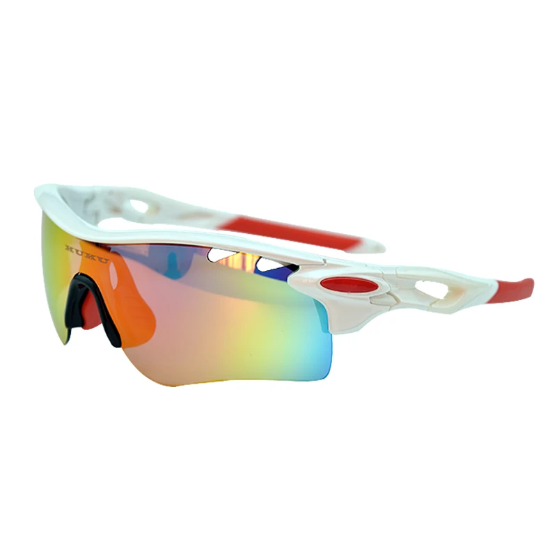 Поляризованные велосипедные очки, велосипедные спортивные солнцезащитные очки, велосипедные очки MTB, очки с 5 линзами - Цвет: White