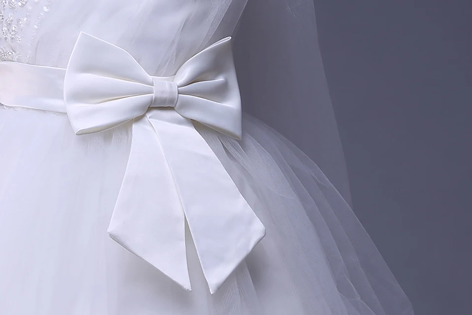 Милые белые платья для девочек; кружевное платье для девочек с белым бантом; GD40409-1W