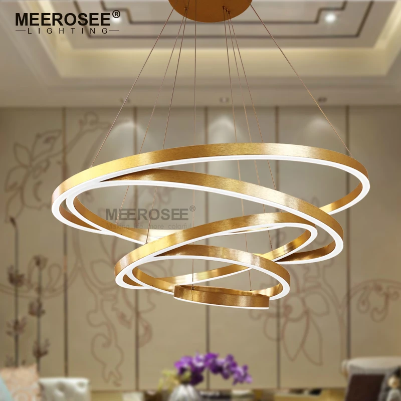 besar cincin led lampu liontin emas led lampu luces led dekorasiacion lampu acrylic lingkaran lampadario lustres pencahayaan