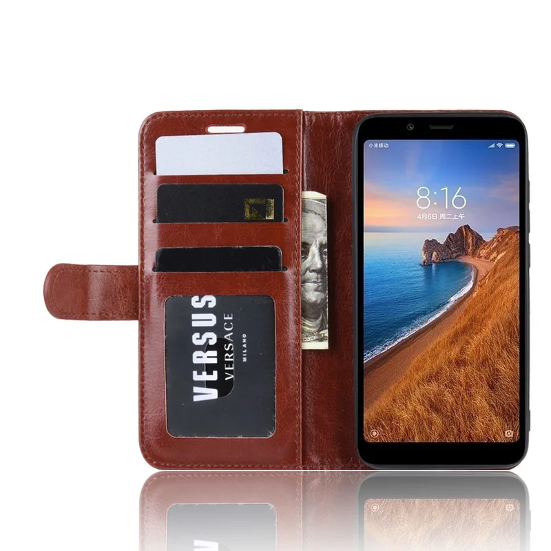 Кожаный флип чехол для Xiaomi Redmi 7A 7 винтажный Премиум кошелек книжка подставка фото