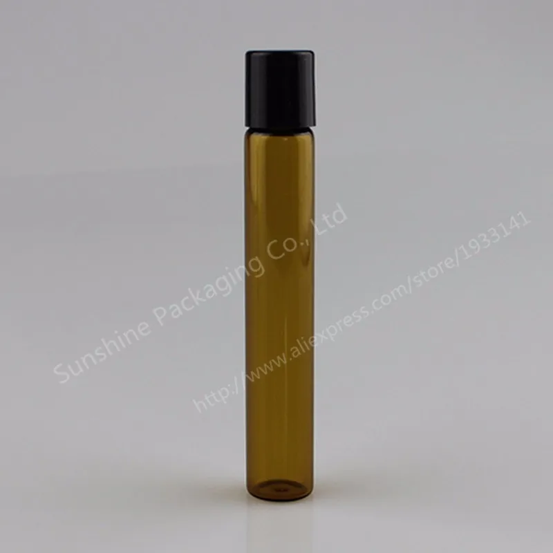 300x10 мл янтарные роликовые бутылки для эфирных масел многоразовые флаконы для духов контейнеры для дезодорантов с черной крышкой