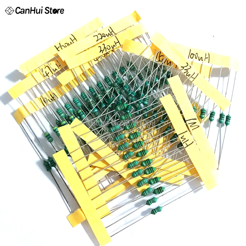1/4W AL 0307 0,25 W 1uH до 1 м индуктор 13valuesX10pcs = 120 шт., пакет с электронными компонентами хроматический кольцевой индуктор смешанный набор