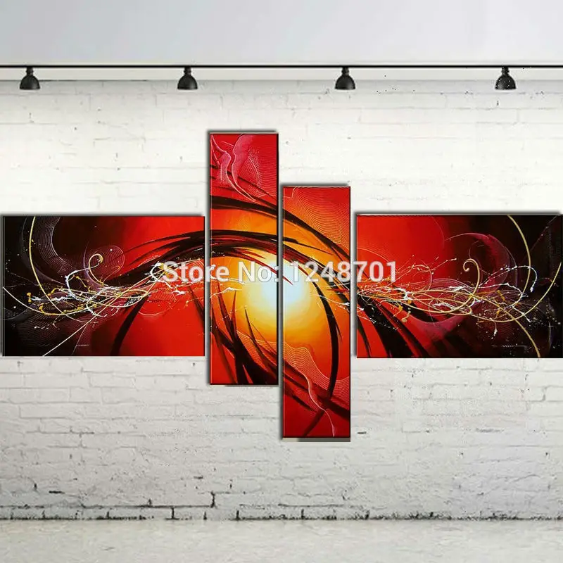 

Hand Painted Modern fashion canvas paintings Abstract 4 pieces per set abstract artwork modern living room home wall decoration