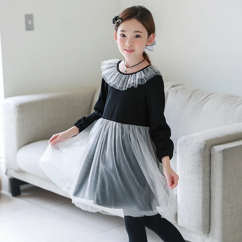 

tulle princess dress girl 6 8 10 12 14 years autumn clothes black kids cotton toddler dresses 2018 little children clothing