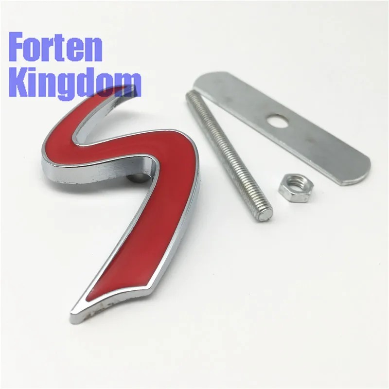 Forten Kingdom 1 шт. хром красный S логотип 3D буквы цинк Металл Передняя решетка значок эмблема с грилем с винтами для украшения