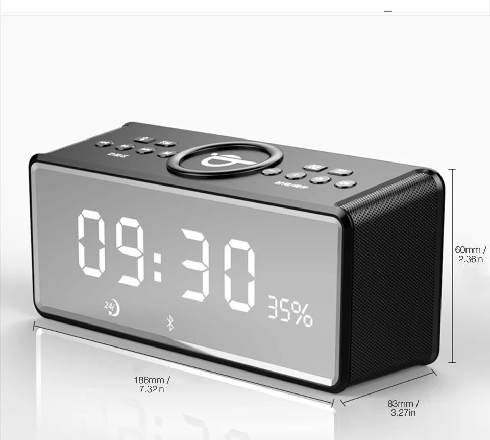 Portable Wireless Bluetooth Speaker FM Radio Alarm Bass Sound Systems 3D Stereo Surround Wireless Charger For iPhone Samsung (31)