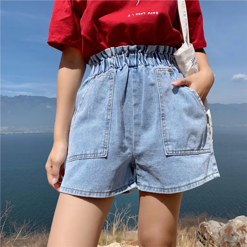 2 цвета S XL уличная лето для женщин джинсовые шорты 2019 высокая эластичная талия