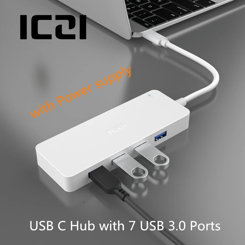 ICZI 7 في 1 نوع C إلى 7 منافذ USB 3.0 USB C محور مع امدادات الطاقة ل ماك بوك كمبيوتر محمول الكمبيوتر اللوحي سامسونج S8 S9 هواوي P20