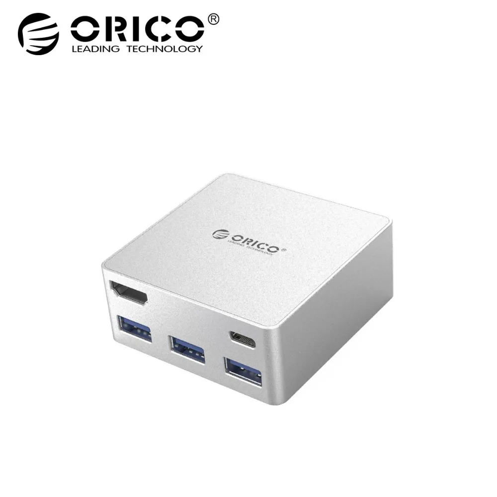 

ORICO Laptop Docking Stations TYPE-C to TYPE-C HDMI Converter for newMacbook Laptop Desktop PC with 3 Ports USB3.0-Silver