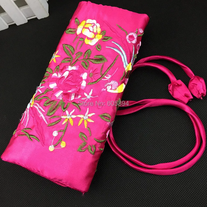 Портативный Вышивка Цветок Птица Ювелирные Изделия Roll Up сумка для путешествий хранения 3 карман на молнии Drawstring складной косметическое Макияж Чехлы