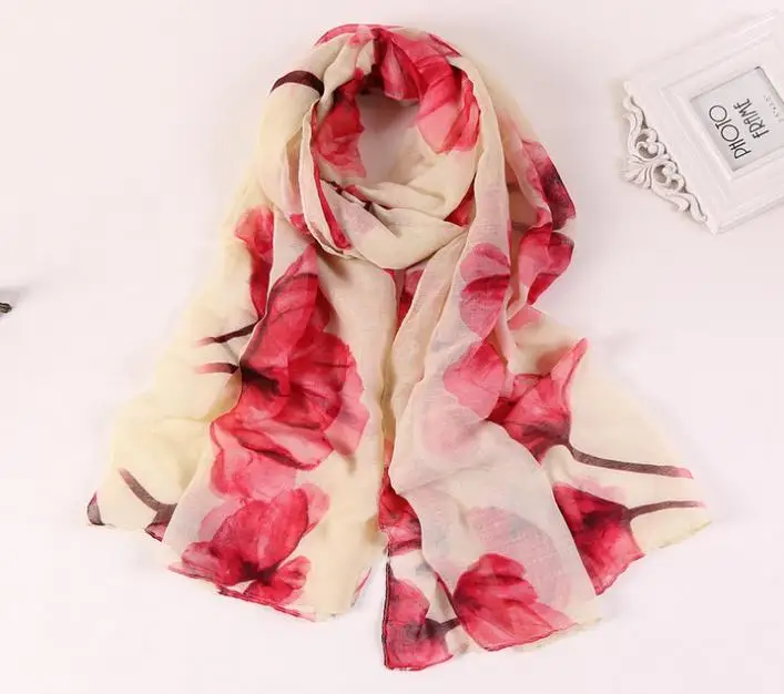 

2017 Hot Sale Women Big Poppy Print Long Scarf Soft Wraps Scarves Ladies Floral Shawls Voile Scarves Hijab Mix 6 Color