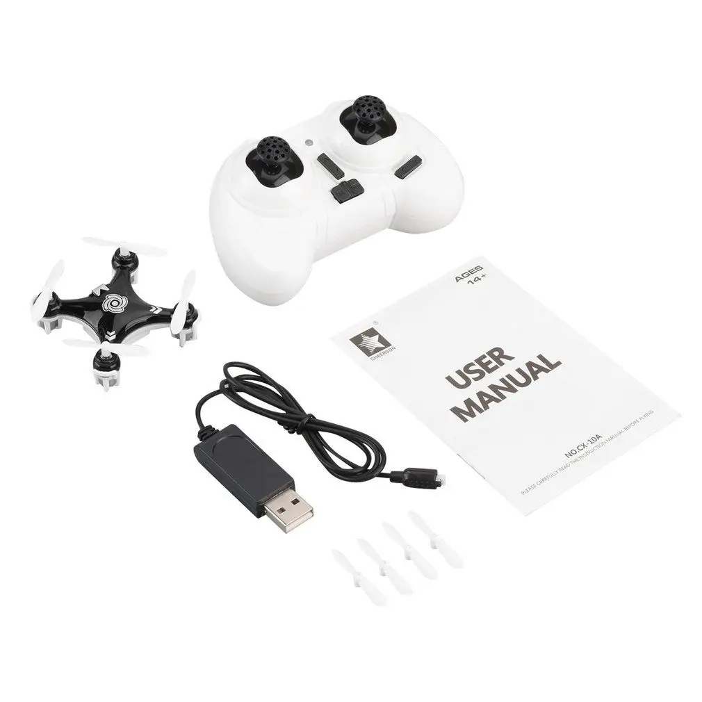 Черный CX-10A 2,4 GHz 4CH RC мини-Дрон Квадрокоптер НЛО с безголовым режимом 3D переворачивает и рулоны Квадрокоптер игрушки для детей - Цвет: Черный