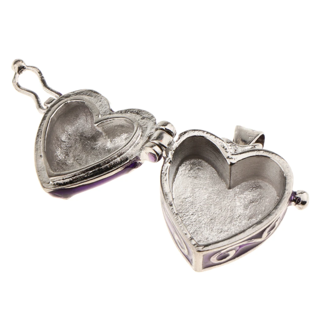 Purple Enamel Heart Pendant Cremation Jewelry Funeral Ash Urn Necklace Chain