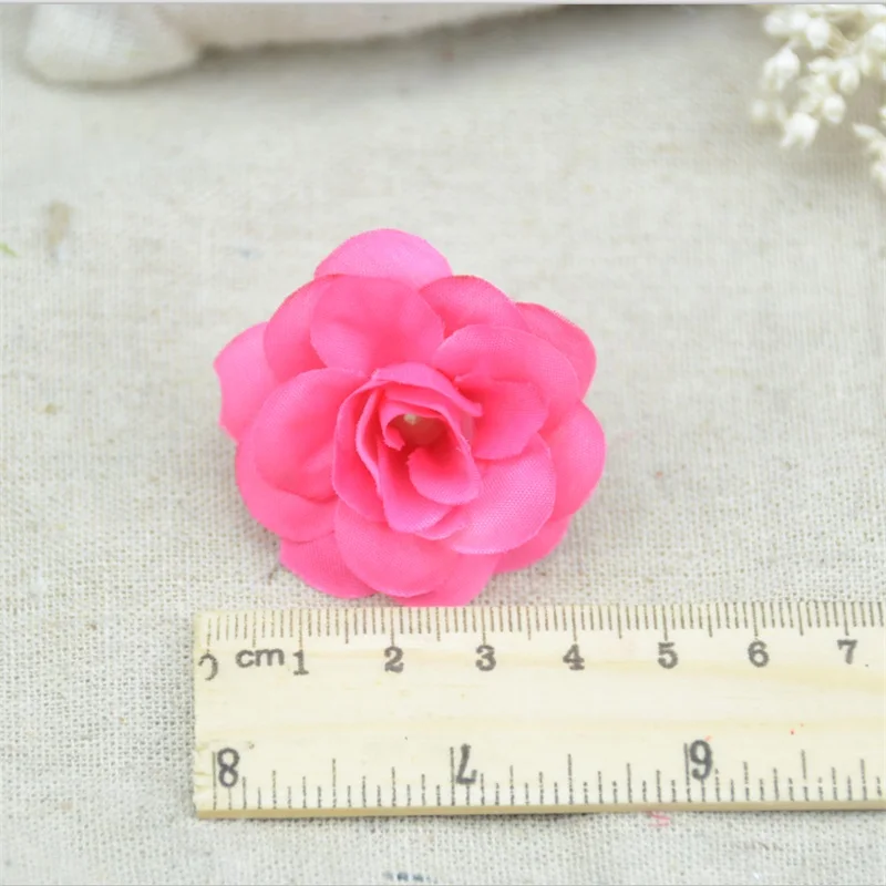 50 Pcs 4cm Handmade Mini Artificial Silk Rose Flowers Heads DIY Scrapbooking Flower Kiss Ball For Wedding Decorative images - 6