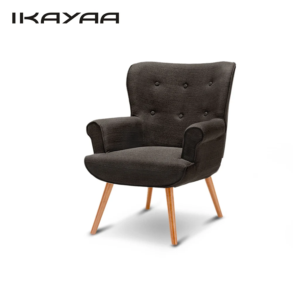 Ikayaa stoff tufted akzent stuhl sessel padded wohnzimmer club stuhl flügel zurück gelegentliche sofa für hotel