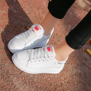 

Vogue Women Shoes Nice Fashion Solid Color Women Shoes Lace-up All-match Casual White Lady Shoes Woman Sneakers CAZ2007