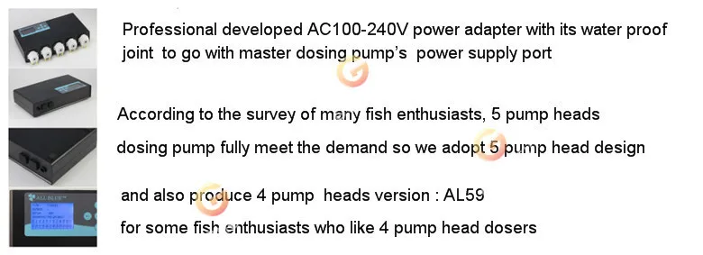 Все синие(GOMESUN) AL58 110v~ 240v 5 головки насоса дозирующий насос перистальтический насос для аквариума морской коралловый Танк риф