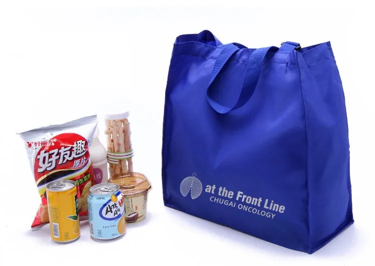 Пользовательские голубой цвет рекламных покупок, сумка сумочка с регулируемой ручкой Длина
