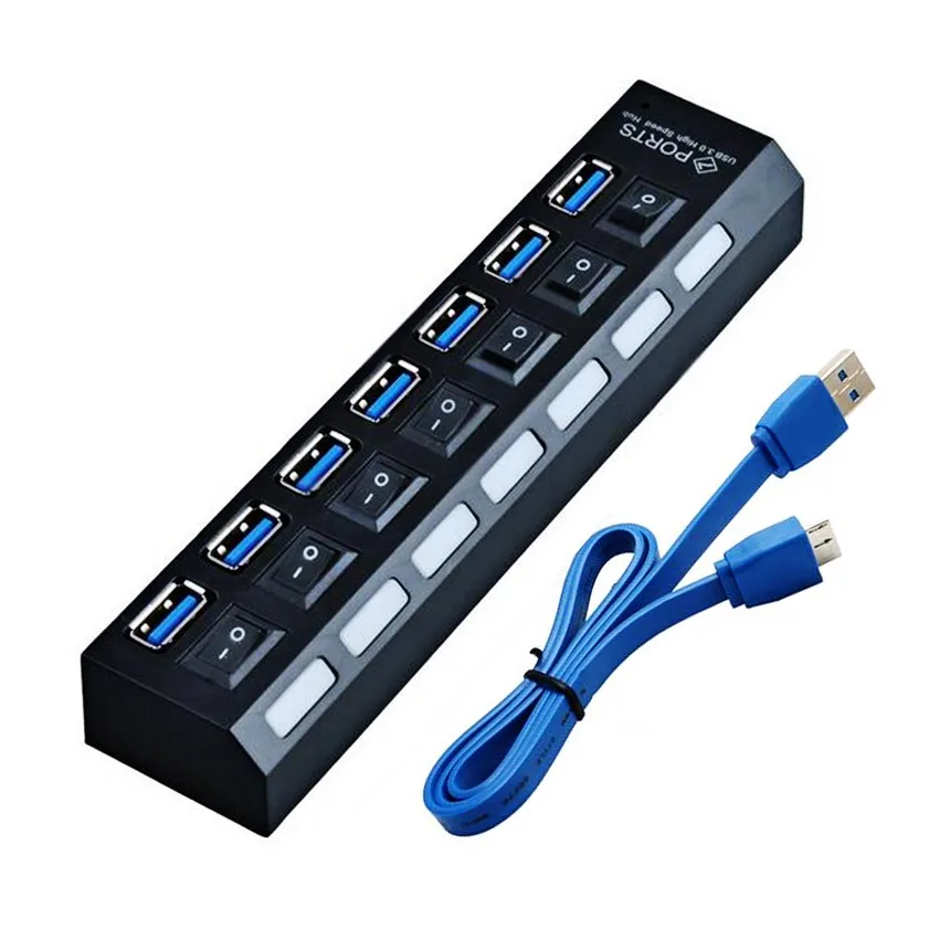 External-Multi-7-Ports-USB-3-0-Hub-5Gbps-Super-Speed-USB-Hub-On-Off-Switch