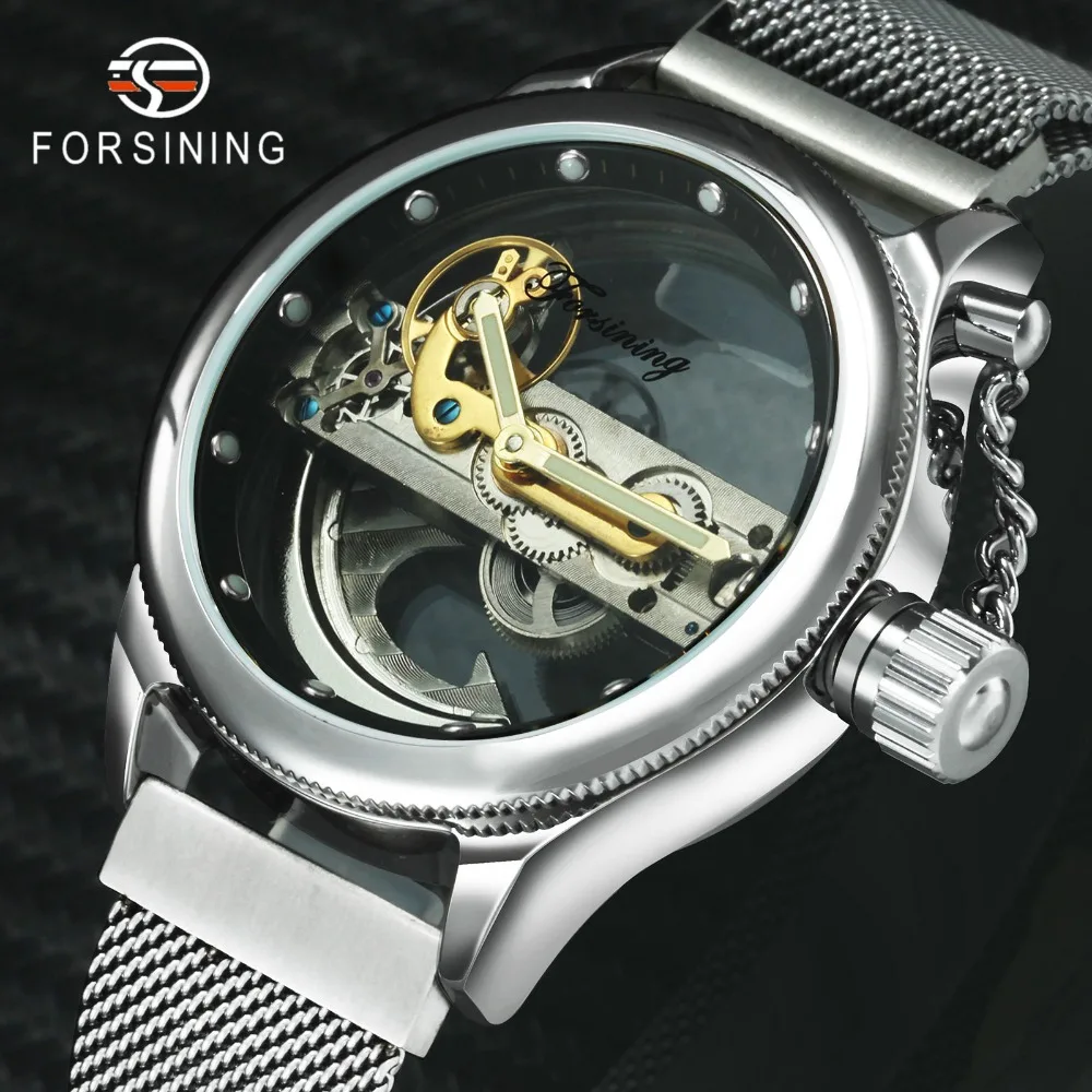 

FORSINING Golden Bridge Automatic Men Watches Top Brand Luxury Mechanical Magnet Mesh Strap Fashion Dress Wrist Watches