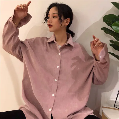 

Black Simple Solid Oversize Loose Button Line Korean Style 2019 New Spring Hot Sale Long Sleeve Shirts