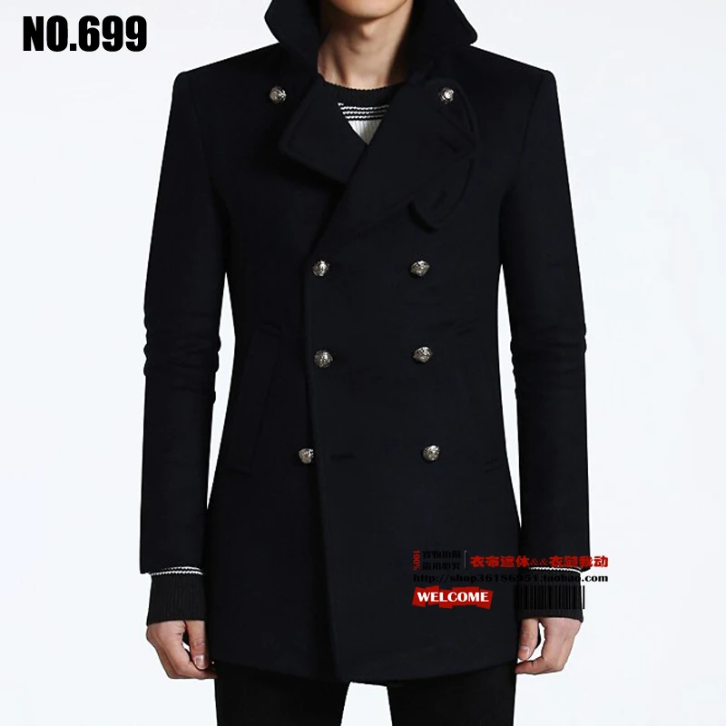 Зимний Тренч, мужское модное тонкое шерстяное пальто средней длины с большим отворотом, шерстяное пальто Верхняя одежда S-5XL