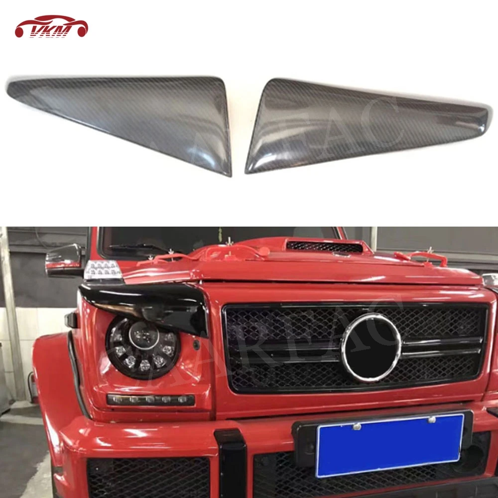 

For G Class Carbon Fiber Car Front Headlight Eyebrow Eyelids Eyelid For Mercedes Benz W463 G63 G65 G500 G55 1990 - 2018 FRP 2PCS