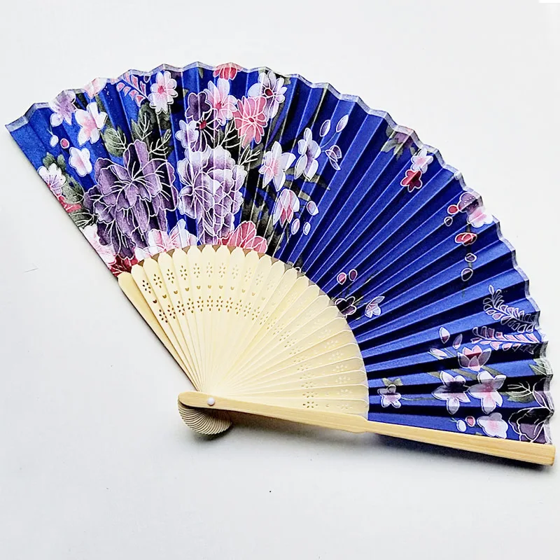 buy 1pc Chinese Bamboo Folding Hand Fan Flower Floral Wedding Dance Party Decor Colorful Decorative Fans