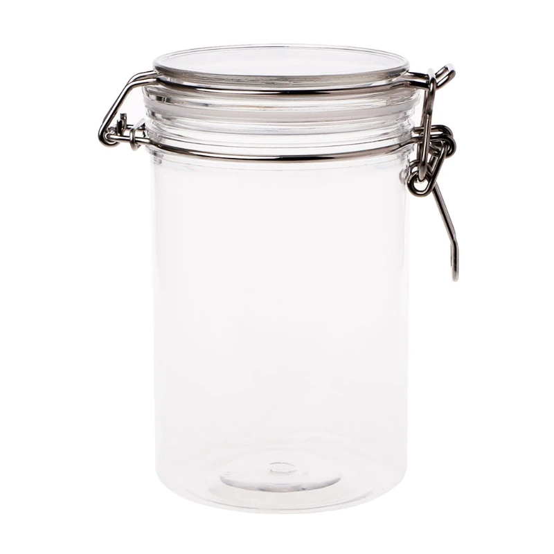 Large Glass Storage Jar With Air Tight Sealed Metal Clamp Lid Tall Kitchen Cruet 