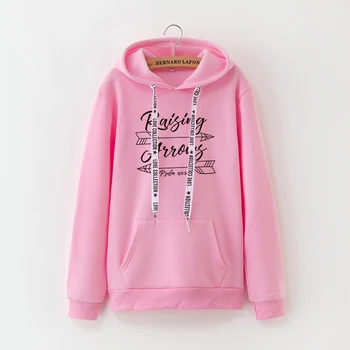 

Autumn Winter New Fashion Women Hoodies Letter Printing Warm Plus Velvet Solid Color Hooded Sweatshirt 22 Styles M To XXXL