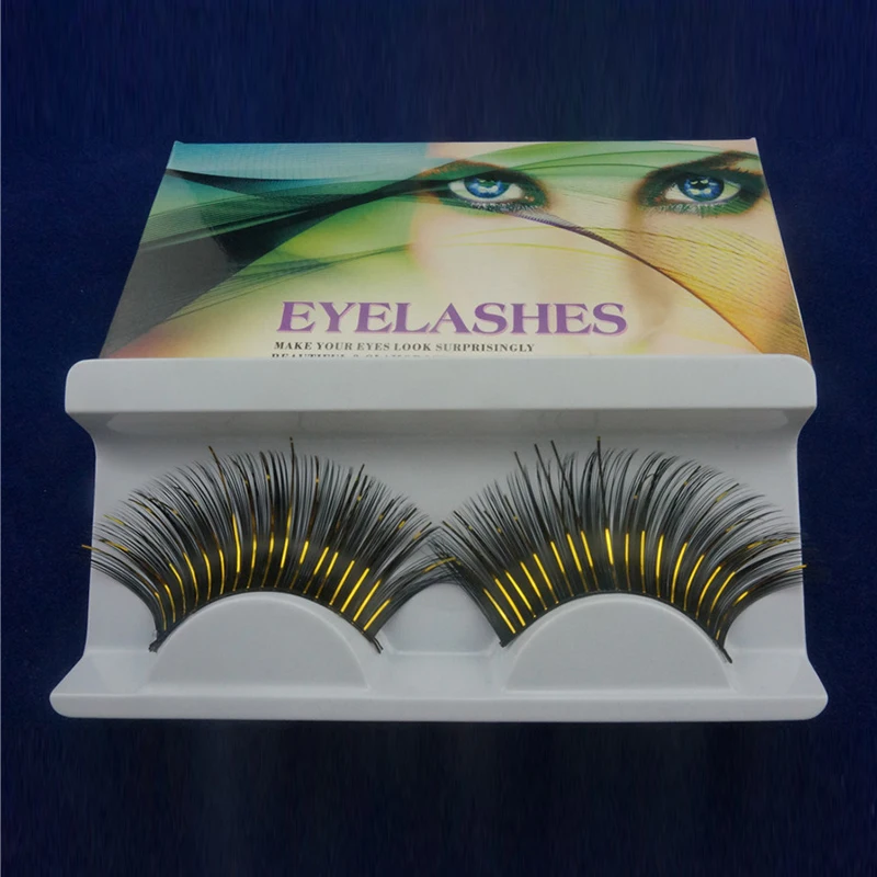 Colorful Black Clip Gold Long Exaggeration Costume Party Eye Lashes