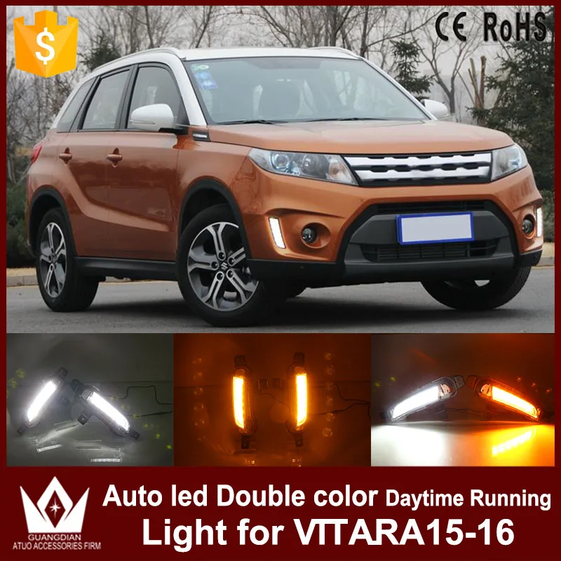

Tcart LED Daytime Running Lights DRL With Yellow Turn Signal Light for Suzuki Vitara 2015 2016 Waterproof ABS Case car DRL
