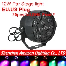 Высокое качество Портативный Мини AC 90-240 В 12 Вт этап номинальной лампа 8ch 12 светодиодов RGBW Цвет смешивание LED сценическое освещение DMX512 20 штук